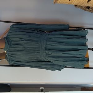 Anthropologie Let Me Be mock neck sheer mini dress. Dark green sz xl